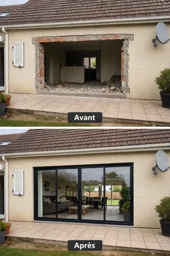 Créer une ouverture pour une baie vitrée dans une maison traditionnelle, Angoulême, Le Bon Artisan Charentais